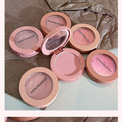HerorangeHR402 Serbuk Serbuk Monokrom Kalis Air Panjang Tahan Lama Plat Peach Orange Kabus Lembut Lembut Matte Semulajadi Blush