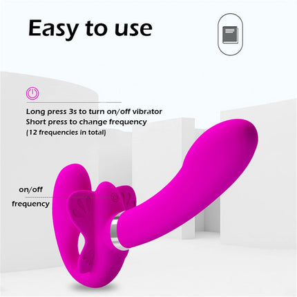 Strapless Strap-On Double Ended Vibrator for Women 12 Speeds G-point Stimulate Wearable Dildo for Lesbian Couples Adult Sex Toys