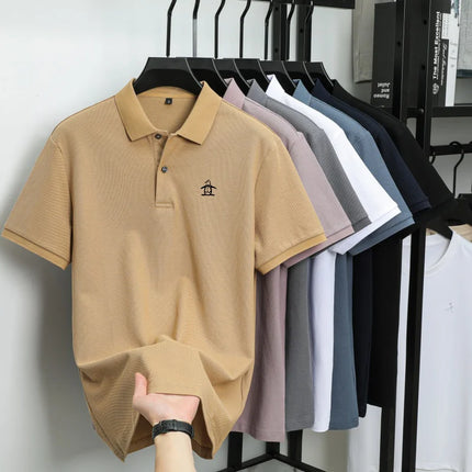 High end brand polo shirt men's short sleeved penguin embroidered top summer new 100% cotton comfortable business casual T-shirt