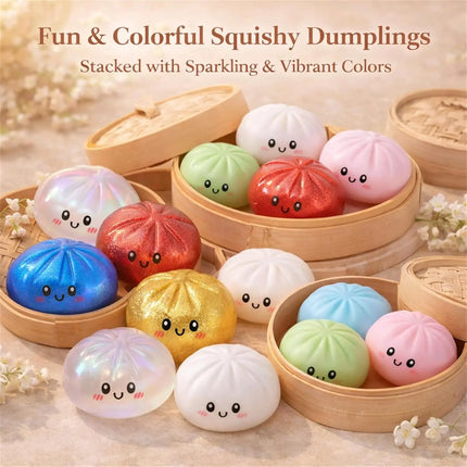 2027Glitter Dumpling Glitter Dumpling Squishy with Box Dumplings Sensory Squeeze Toy for Stress Relief