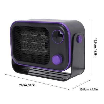 1200W PTC Ceramic Desktop Heater Quiet Quick Heating 2 Speed Settings Overheat Tip Over Safety Indoor