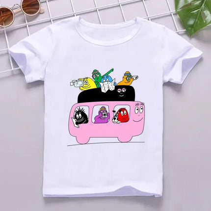 Hot Sale Cute Barbapapa Print Cartoon Kids T-shirt Funny Girls Summer Tops Baby Boys Clothes Children Short Sleeve T-shirt