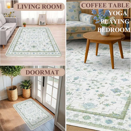 1pc Fresh Floral Daisy Flowers Print Area Rug Floor Carpet for Bedroom, Living Room, Kitchen Garden, Balcony, Sunroom Decor