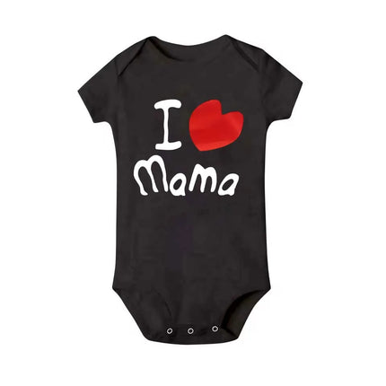 "I Love Mama & Papa" Letter Print Baby Boys Girls Romper Short Sleeve Infant Jumpsuit Clothing Newborn Costume
