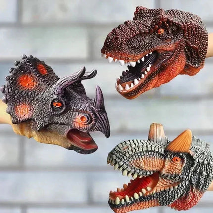 Dinosaur Head Hand Puppets Soft Tyrannosaurus Rex Triceratops Shark Parent-Child Interactive Toys for Kids Realistic Model Gifts