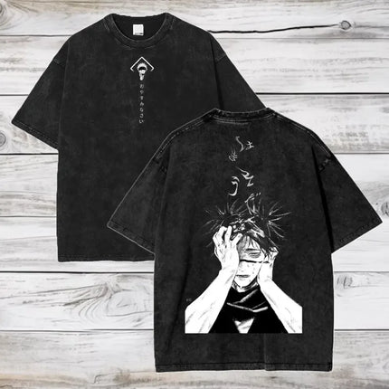 Gojo Satoru Jujutsu Kaisen T Shirt Men Women Tshirt Washed Cotton T-shirt Clothing Summer Short Sleeve Oversized Tees Streetwear
