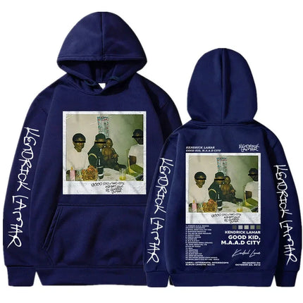 Hip Hop Men Women's Hoodie Rapper Kendrick Lamar Good Kid Album Graphic Printed Hooded Sweatshirts Fashion Pocket Streetwear