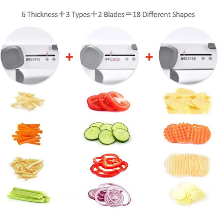 LMETJMA 18 in 1 Adjustable Mandoline Vegetable Slicer Stainless Steel Vegetable Slicer Julienne Slicer for Potato Onion JT214