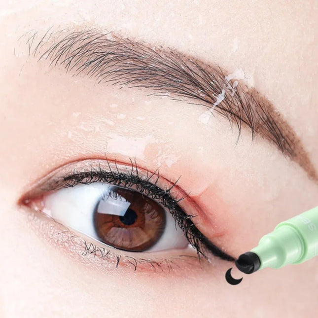 1PC 2 in 1 Eyeliner Stamp Pencil Waterproof Double-ended Black Liquid Eye Liner Pen Quick Dry Triangle Seal Eye Liner Makeup