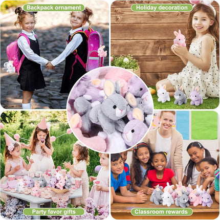 12-24Pcs Easter Bunny Plush Toys Cute Animal Bunny Stuffed Doll Easter Basket Stuffers Gift for Kids Rabbits Animal Bunny Doll