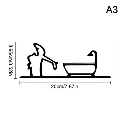 La Linea Minimalist Line Art Car Sticker, Cartoon Character Design Bumper/Window/Door Wall Decal, Home & Car Decoration
