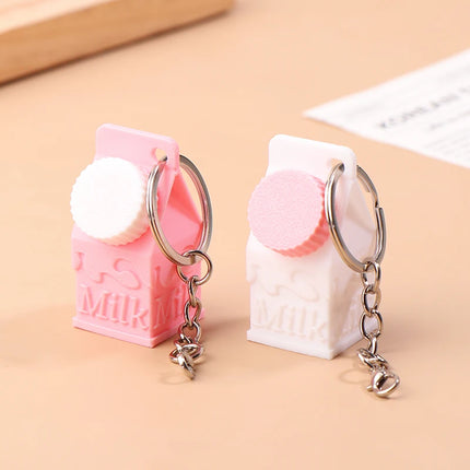 Milk Carton Keychain Pendant Mini Milk Carton Shape Pill Storage Box Portable Container Pendant For Backpack Handbag Keychain