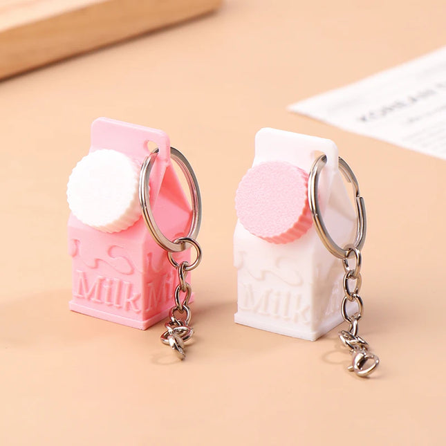 Milk Carton Keychain Pendant Mini Milk Carton Shape Pill Storage Box Portable Container Pendant For Backpack Handbag Keychain
