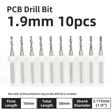 PCB Drill Bit 10pcs Tungsten Steel Micro Diameter Drill Bit Set 1/8 "Fixed Handle Mini Cnc Drill Bit 0.1-3.175mm