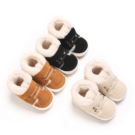 HAIZHIW 0-18M NEW Winter Baby Boys Girls High Tops Sneakers Rubber Anti-Slip Sole Fleece for Warmth Infant Newborn Shoes