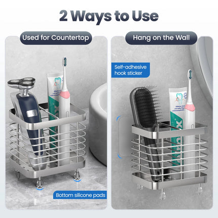 Toothbrush Holders for Bathroom Stainless Steel Electric Toothbrush Holder Wall Mounted Shower Toothbrush Toothpaste Holder