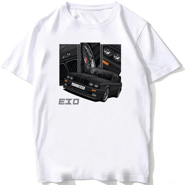 Retro Germany EUDM - E34 M5 T-shirts Summer Men Short Sleeve Old Legend E30 M3 Classic Car T-Shirt Boy Casual Tops Man White Tees