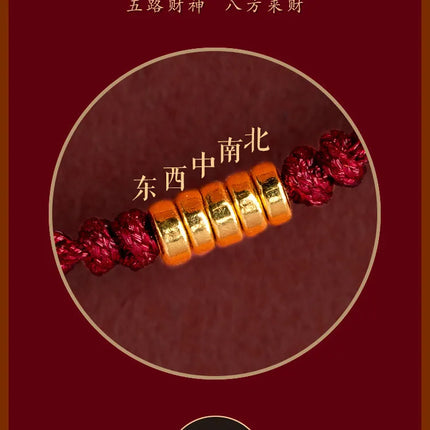 Hand Braided Red Rope Bracelet Copper Lucky Bead Hand Rope Couple Bracelet Simple Buckle Ethnic Original Female Accessory