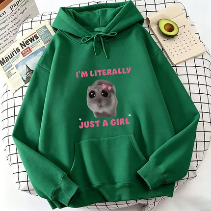 Funny I Am Literally Just A Girl Sad Hamster Hoodies Spring Autumn Winter Casual Hoodies Sweatshirts Men Women Cute Clothes