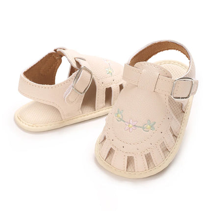 Spring and Summer New Baby Korean Version Flower Embroidered Princess Shoes For Women's Soft Soled Baby Walking Shoes
