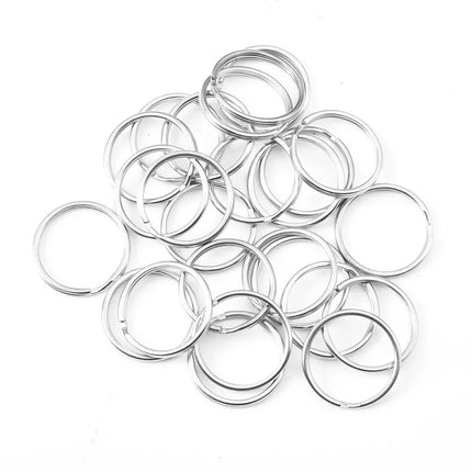 20/200pcs Stainless Steel Key Ring Key Chain 25mm Round Flat Round Split Keychain Polished Metal Blank Circle For DIY Findings