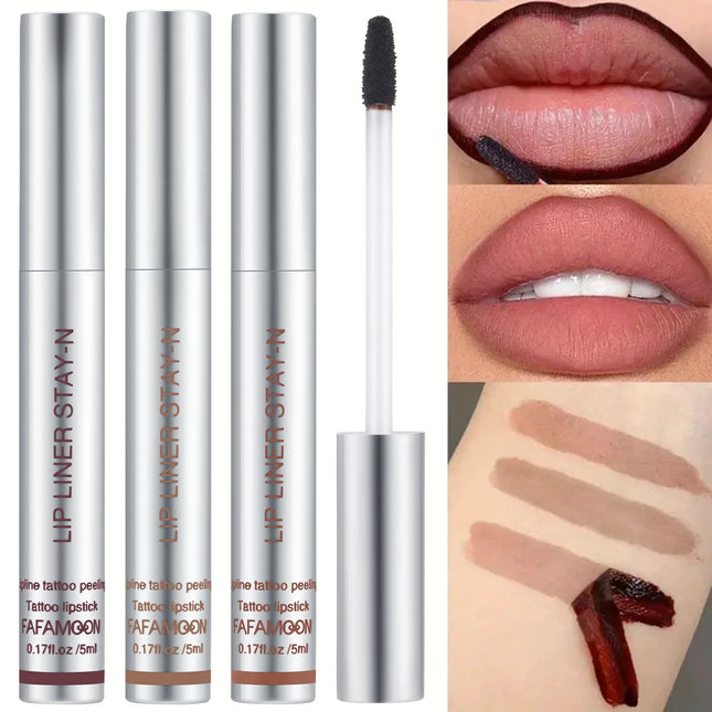 6-Color Lip Liner Pen   Peel-Off Lip Gloss   Waterproof Long-Lasting Matte Brown Peel-Off Lip Gloss Cosmetics
