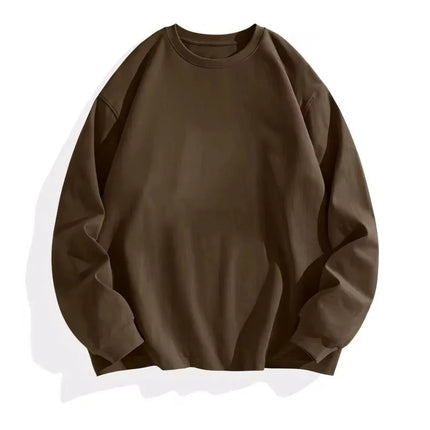 White Heavyweight 400g Pure Cotton Long Sve T-irt ex Loose Fit Basic Color Inner Wear Base Layer irt
