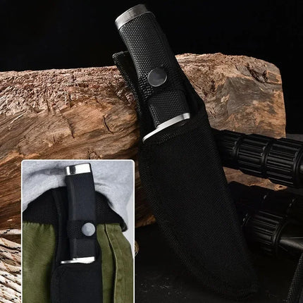 Outdoor knife, fixed straight-blade design, stainless steel fruit knife, non-slip handle, ideal for camping, hiking, and fishing