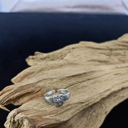 Buyee 925 Sterling Silver Fashion Ring Finger Elegant Owl Ring for Women Excellen Party Fine Jewelry Circle Gift with Box