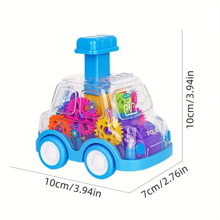 1pc Transparent Move Gear Car Press and Go Toy Car Cartoon Inertial Pull Back Cars Bus Toy Boy and Girl Gift