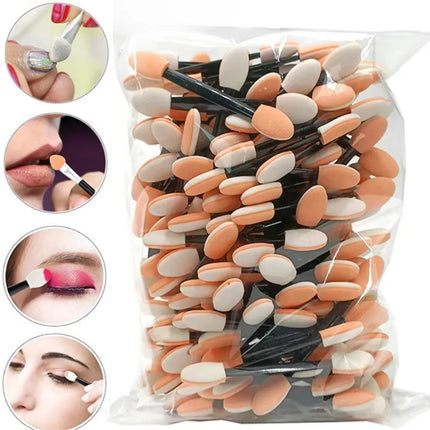 Cute 50/100PCS Disposable Eye Shadow Sponge Applicators Dual Sided with Container Makeup Brushes for Eyeshadow Length