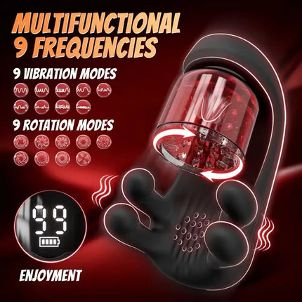 Adult Male Sex Toy Penis Stimulator Massager 9 Vibration Rotation Suction Modes USB Rechargeable Masturbation Cup Adult Supplies