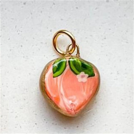 New Cartoon Series Strawberry Charm DIY Oil Drip Painting Colorful Charm Necklace