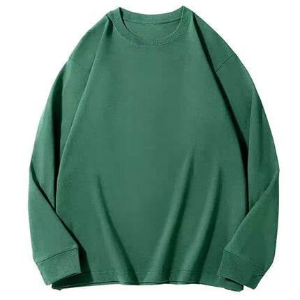 White Heavyweight 400g Pure Cotton Long Sve T-irt ex Loose Fit Basic Color Inner Wear Base Layer irt