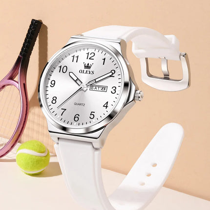 OLEVS 5647 Man's Watch Fashion Big Dial Quartz Watch For Men Number Scale Waterproof Luminous Dual Calendar Simple Hand Clock
