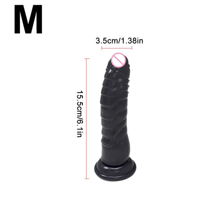 Realistic Black Dildo with Strong Suction Cup Base, Soft Penis Sex Toy for Women and Men, Hands-Free Anal Vaginal Adult Toy in M