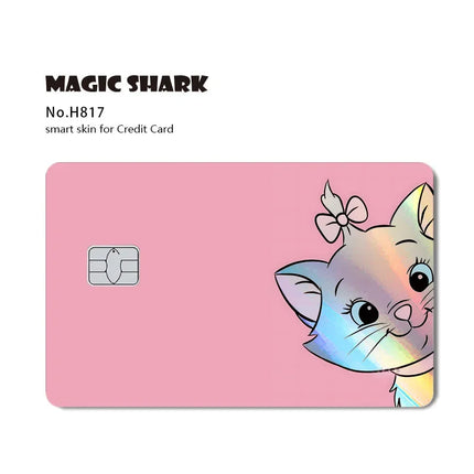 Magic Shark Mickey Minnie Stitch Donald Duck Bear Princess Holographic Film Shinny Laser Skin Sticker for Debit Credit Card