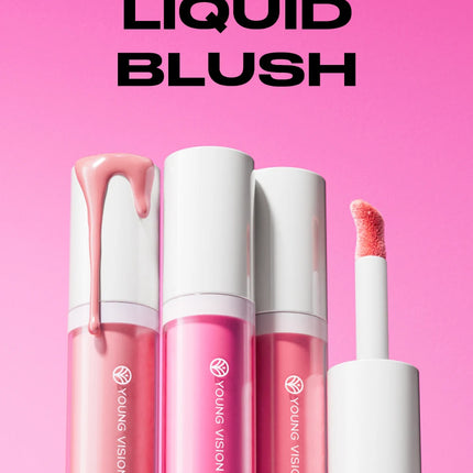 YOUNG VISION 3-Color Beauty Sponge + Liquid Blush Silky Velvet Pink Liquid Blush Natural and Easy to Blend Cosmetics