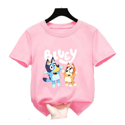 Bluey Girls T-shirt Kids' Clothing Summer Printed Cartoon Tees Short Sleeve Kids' Cotton Outfits Tops