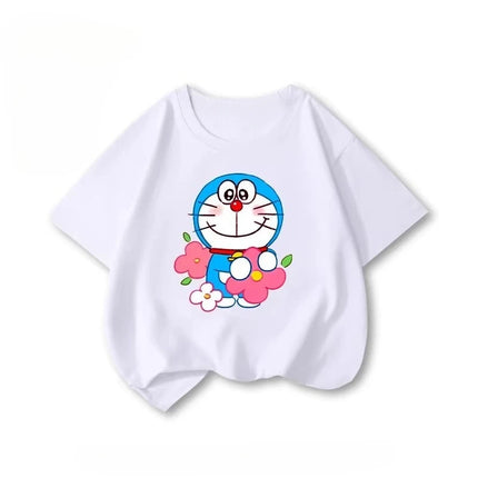 Potdemiel Doraemon Children's Pure Cotton T-Shirt, New Summer Style, Comfortable and Breathable Children's T-Shirt