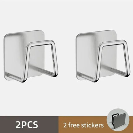 Multifunctional Kitchen Stainless Steel Sink Sponges Holder Self Adhesive Drain Drying Rack Kitchen Wall Hooks Accessories