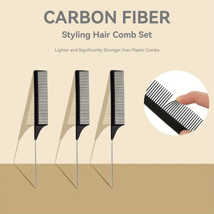 Professional Stainless Steel Hair Tail Comb Salon Cut Styling Tool with Fine Teeth Hair Care Barber Accessory