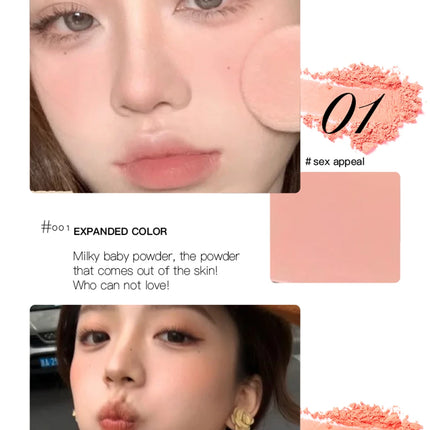 Monochrome Matte Blusher Palette Soft Silky Cheek Natural Facial Rouge Plate Lasting Nude Low Saturation Powder Blusher Disk
