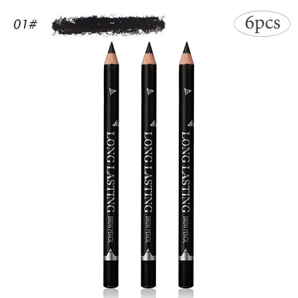 6/12PCs eye brow pencil waterproof professional women eye makeup pen easy color natural black Brown cosmetic beauty eyebrow tool