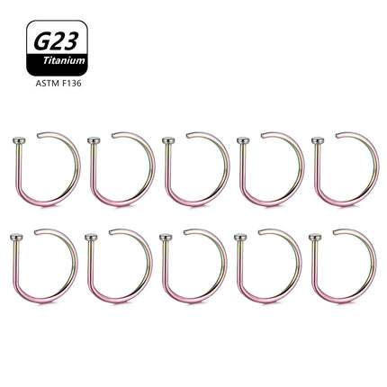1Pcs 10Pcs G23 ASTM F136 Titanium D Shape Nose Piercing Ear Septum Earrings Studs Helix Stud Hoop Body Jewelry Wholesale