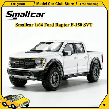 Masdi Smallcar 1/64 Ford Raptor F-150 SVT Silver White Black Alloy Car Model Miniature Diecast Collection Ornament Hobby Gifts