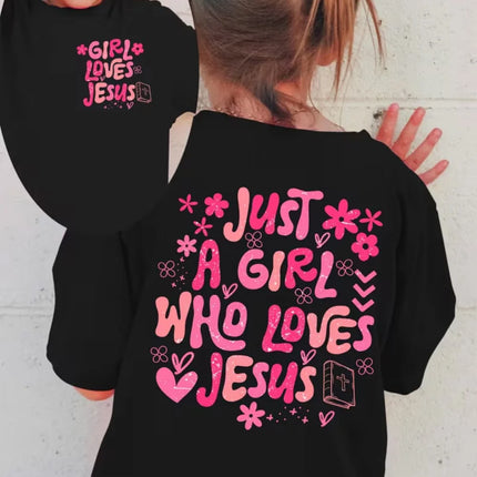 Jesus Loves Me Print Kids T-Shirt Colorful Letter Print Casual Boys Girls Short Sleeve Round Neck T-shirt Funny Tops for Children