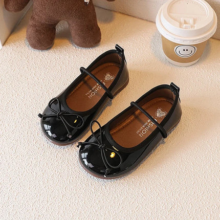 Girls' Loafer Shoes Round-toe Versatile Kids Leather Shoe Spring Autumn Bowknot New Children's Flats for Princess Ballet Fashion