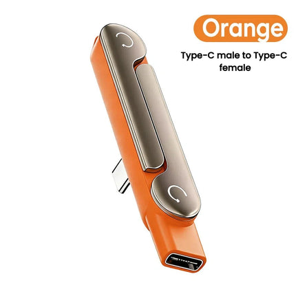 240W 2-in-1 Black/Orange Fast Charging Foldable Bracket Data Cable Type-C to Type-C Data Wire with Phone Tablet Stand