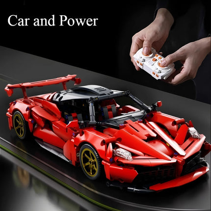 1:14 Red building block sports car RC toy, car building block toy, birthday gift, sports car model DIY, children's gift